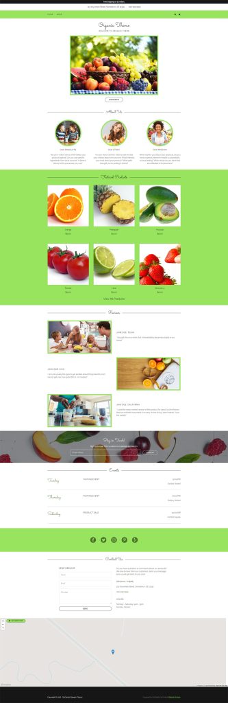 organic theme - homepage hero styled center - default