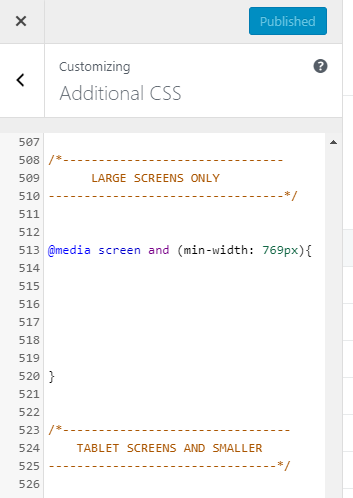 Appearance Customize > Additional CSS