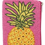 pink beaded handbag with yellow pineapple